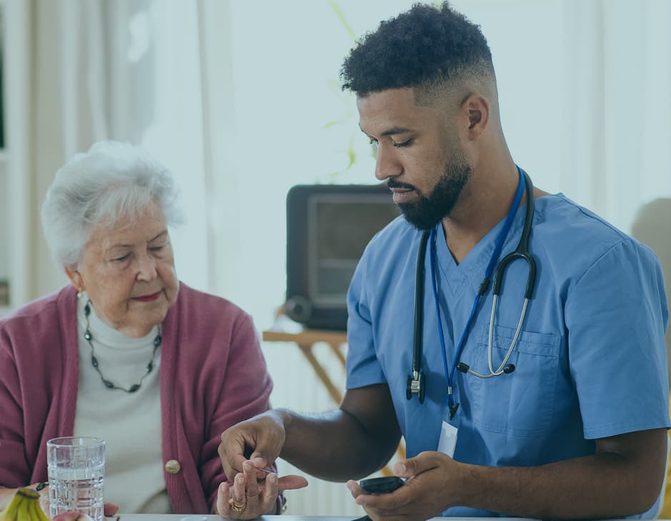 Compassionate caregiver supporting a client