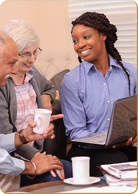 Caregiver speaking with a client
